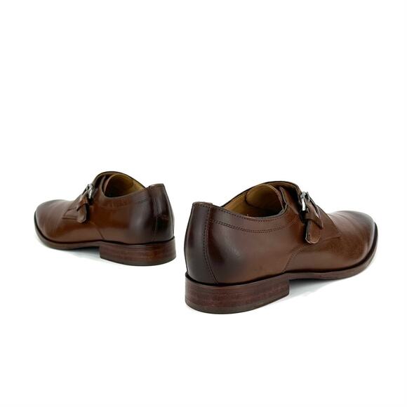 Johnston & Murphy Men Monk Strap Dress Shoes Sz 11M McClain Brown Leather Almond - Picture 13 of 14